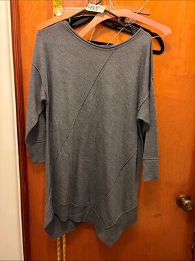 Christopher & Banks Charcoal Asymmetrical Scoopneck Sweater